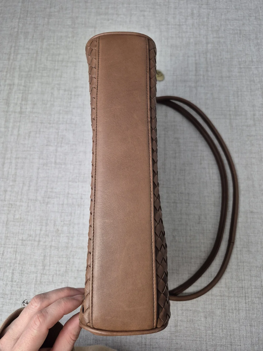 Vtg 90s Etienne Aigner Woven Leather Purse Cognac Brown Intrecciato
